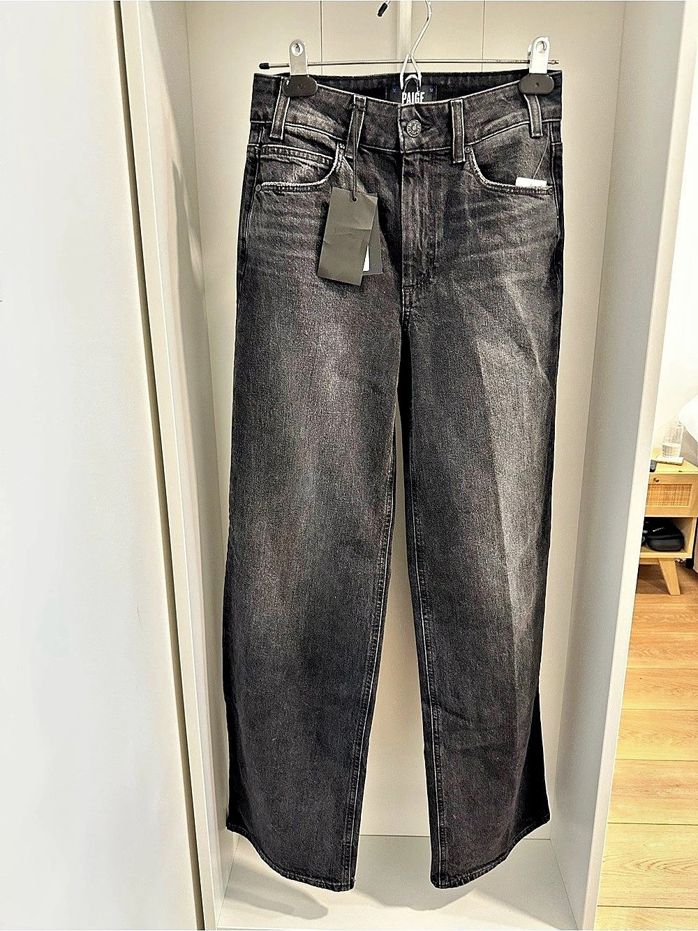 PAIGE Sasha High Rise Wide Leg Jeans in Black Waist 25